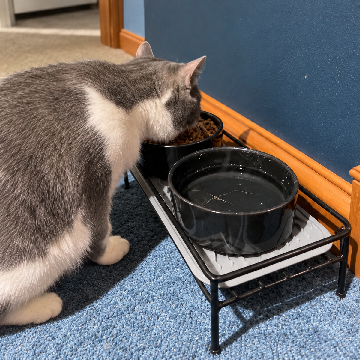 Pet drinking fresh flowing water from a FurMily fountain